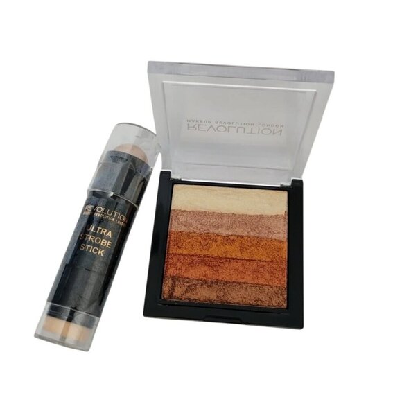 Makeup Revolution Ultra Strobe Stick & Highlighter Palette Set For Radiant Glow - Picture 3 of 5
